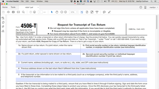 IRS FORM 4506-T
