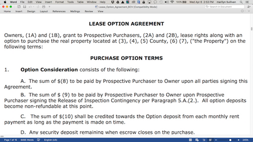 Rent to Own Lease Option Agreement