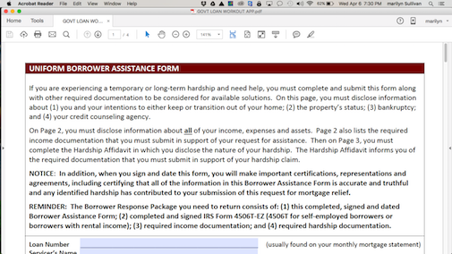 Government Owned Loan Modification & Short Sale Application